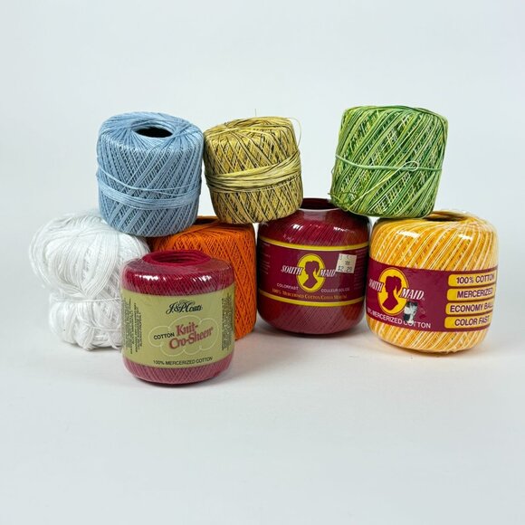 South Maid Mercerized Cotton Crochet Threads Lot of 8 Mixed Colors - Picture 9 of 9
